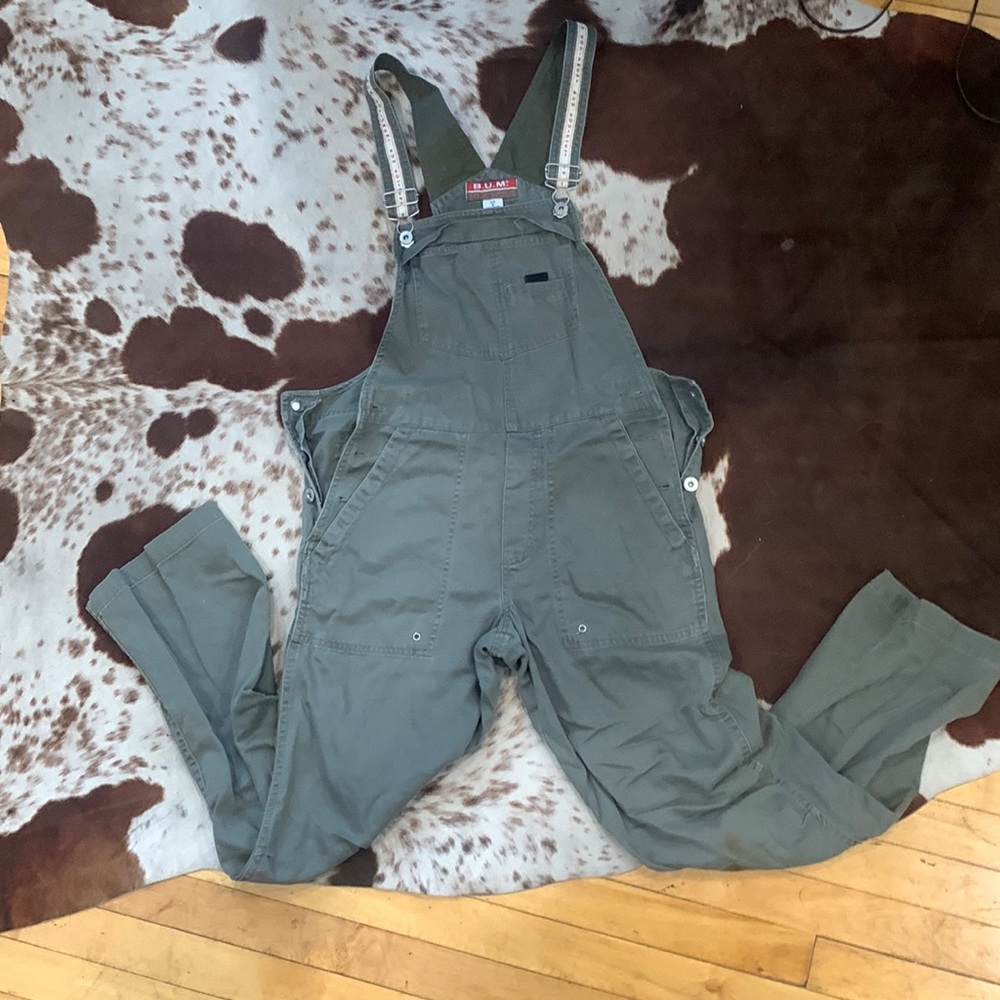 vintage army green cotton overalls from BUM equipment 90s y2k